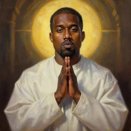 kanye west at the gates of heaven, beautiful painting, artstation, smooth, holy lighting