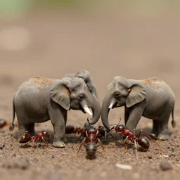 macro photo of ants herding their elephants