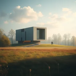 a serene landscape with a singular building in the style of jan urschel.