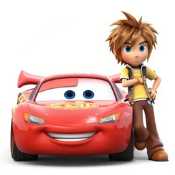 Lightning Mcqueen teams up with Sora from Kingdom Hearts