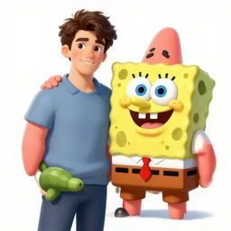 patrick star spongebob as a human character, digital illustration, amazing detail, in the style of greg rutkowski