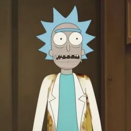 portrait of ron perlman in the style of justin roiland. cinematic lighting. style of rick & morty. photographic, photography. by justin roiland