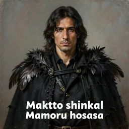 portrait painting of a middle eastern man with shoulder length hair wearing a tattered black cloak with feathers and coat, sharp focus, award - winning, trending on artstation, masterpiece, highly detailed, intricate. art by makoto shinkai and mamoru hosoda