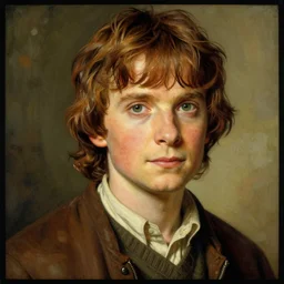 frodo baggins, portrait, mucha style,