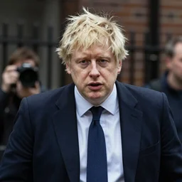 Boris Johnson with half face missing, morbid, evil, dark photography, realistic, candid street portrait in the style of Rehahn award winning, Sony a7R,
