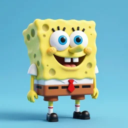 spongebob squarepants made of rubber in 3 d, hyperrealistic, 4 k