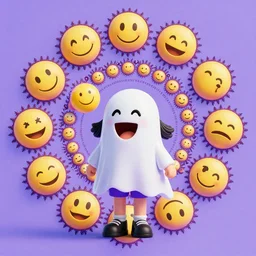 fractal mandala funny nendroid nendroid girl very funny joy emoji psy trip ghost color an ancient white bone and emerald gemstone relic, intricate engraving concept art style