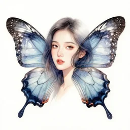 a beautiful fragile watercolor painting of a young woman made out of butterfly wings, intricate, elegant, highly detailed, digital painting, artstation, concept art, art by delphin enjolras and alphonse mucha, smooth, sharp focus, dynamic lighting, ultrarealistic, cinematic, octane render, 8 k