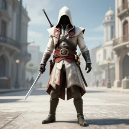 a assasin from assasins creed in buenos aires in 1810,3d render,unreal engine