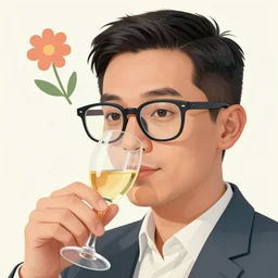 detailed toast wearing glasses and a flower illustration by mico suaya