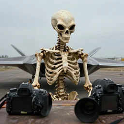 documentary photo of alien demiurge skeleton remains, f22, DSLR, Nikon