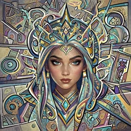 head-on symmetrical centered painted portrait, Maya Ali as a mage, matte painting Arcane DOTA pixar, maya engine on stylized background splash comics global illumination lighting artstation, by RHADS, Yaroslav Tokar, Ilya Ozornin, Wu Liu, Devon Cady-Lee, Chengyou Liu, Qifeng Lin, Lois van baarle, ilya kuvshinov, rossdraws