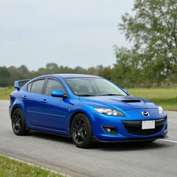 really long blue Gen 1 Mazda Mazdaspeed 3 2008