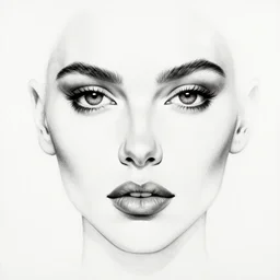 minimalistic black and white portrait of cara delevigne, ink on canvas, trending on artstation, eyes, eyebrows, nose, lips, detailed, art