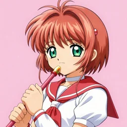 Masterpiece portrait of Sakura Kinomoto from Card Captor Sakura drawn by Akira Toriyama, trending on pixiv