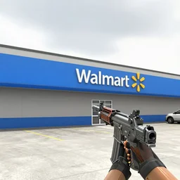fps screenshot of a walmart, gun, half - life 2
