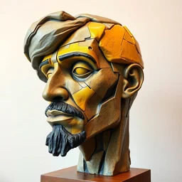 sculpture of ⛹, made of recycled materials, detailed, cubism, full color hd, kelly freas