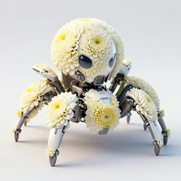 futuristic chrysanthemum morifolium mecha spider chrysanthemum body, sepals forming helmet, floral details, chrysanthemum, 8 k hd resolution, barbatos gundam with floral inlay, bandai box art, star wars, makoto kobayashi, frank gehry, raymond swanland