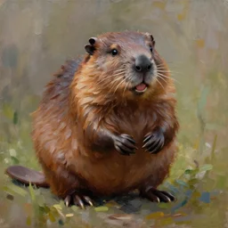 humanoid aristocratic beaver, oil painting, visible brushstrokes, concept art, 4 k
