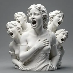 3d rendered sculpture of Emma Watson by Jean-Baptiste Carpeaux and Luo Li Rong and Michael James Talbot, all body, very emotional screaming expressions, perfect symmetrical face, colorful, psychedelic psychedelic psychedelic  psychedelic acid colors, retrowave ((synthwave)), in full growth, elegant, realistic, 8K, female full-skin figure, hyperrealism, subsurface scattering, raytracing, rim light, Octane Render, Redshift, Zbrush, complex psychedelic glitch background