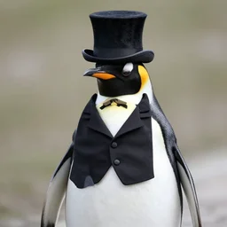 a penguin in a tuxedo with a top hat