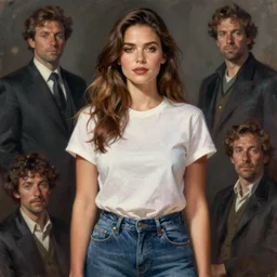 Kate Beckinsale as a heroine in a t-shirt and jeans,, digital painting, artstation, concept art, illustration, art by artgerm and donato giancola and Joseph Christian Leyendecker, Ross Tran, WLOP