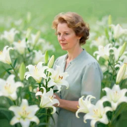 Anne With An E in a Field of White and Green Lilies, digital art