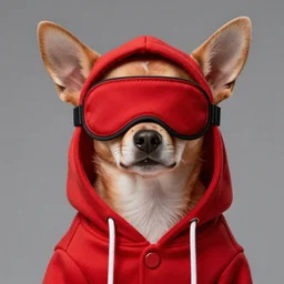 a chihuahua wearing a red hoodie and eye mask, intricate, hyper detailed, ultra definition, photoreal, artstation, unreal engine rendered, concept art, smooth, sharp focus, illustration