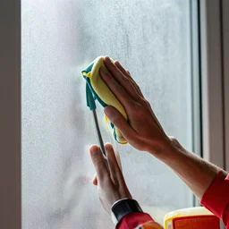 Jan Ullrich cleaning a window crystal clear, 8k resolution, fine details
