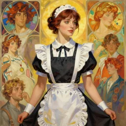 pulp art, gorgeous maid, elegant, vibrant, smooth, by ilya kuvshinov, craig mullins, edgar maxence, alphonse mucha, artgerm, sakimichan