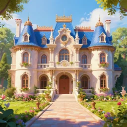 a mansion, trending on artstation, vibrant colors, gorgeous, beautiful, magnificent, high quality, 8 k, very detailed, intricate
