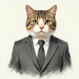 cat wearing a suit artstation sketch