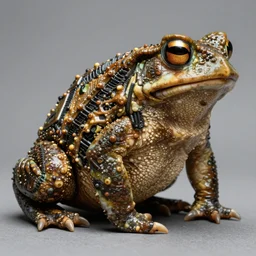 toad animal!!! sideview full shot!! close up cyborg! rugged knight hulk toad animal superhero, by discovery channel, real photograph style