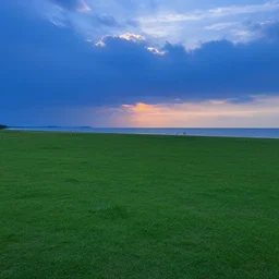 Blue sunset, GREEN beach