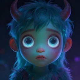 asymmetrical portrait of a cute bioluminescent male monster with big glowing eyes, concept art, expressive, highly detailed, digital painting, cinematic lighting, hyperrealism, dark retrowave, art by stanley lau and artgerm and magali villeneuve and alphonse mucha, artstation, octane render, cgsociety