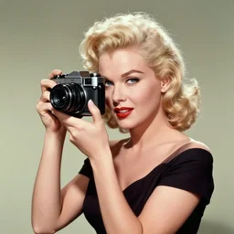 an analog 4x5 camera portrait photography of a 1950s hollywood actress, actress, blonde, vivacious, demur, cinematic, portrait color glamour, hq, detailed