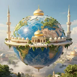 Mosque planets are huge temples where Allah is worshiped. The whole globe is adorned with religious mega structures and beautiful vegetation. Only the most eminent people of Islam can live in such worlds.