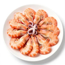 a plate of steamed shrimp and octopus