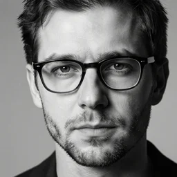 tommy ingberg portrait of a monochrome slightly unshaven bespectacled man high definition