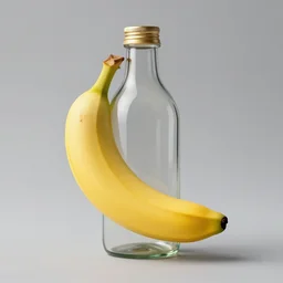 a bottle shaped like a banana, photo studio