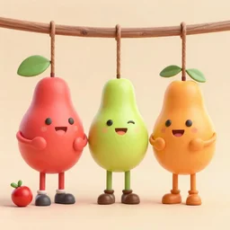 3 d render of friendly fruits hanging out