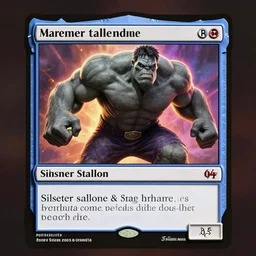 magic the gathering card, silvester stallone as an grey hulk, grey skin!, octane render, artgerm, denis sarazhin, beeple, greg rutkowski, rim light, vibrant colors, highly detailed, dramatic lighting, 8 k, trending on artstation, very coherent