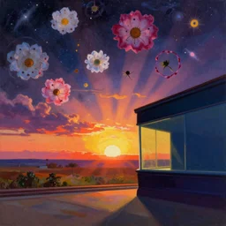 a half remembered dream of the cosmos, stanley kubrick the shinning, vibrant colors americana, cinematic, volumetric lighting, god rays, sunset, realistic, detailed, ultra wide angle view, painting in the style of edward hopper