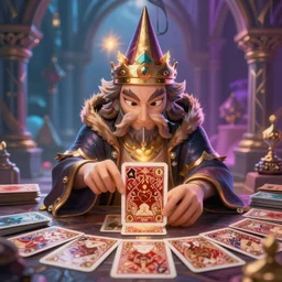 wizard shuffling cards, cards, fantasy, digital art, soft lighting, concept art, vibrant, 8 k