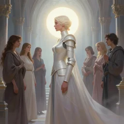 dynamic side profile concept art by thomas blackshear, imogen poots as neo - gothic holy space paladin, brilliant halo, matte painting, extremely emotional, pastel colours, realistic shaded lighting poster by hsiao ron chen, artgerm, lawren harris, eve ventrue, magali villeneuve, jeremy lipkin, rob rey, christophe vacher