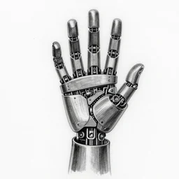 hi - tech robot hand tattoo sketch on paper, by tony diterlizzi, tim burton, hr giger, ilford hp 5, 5 5 mm, machinecore by artgerm, 3 d render, gothcore, beeple, joseph leyendecker, carlo carra
