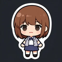 motoko kusanagi. chibi. vector sticker illustration. adobe illustrator. svg. scalable vector graphic. dropshadow! die cut. aesthetic. heavy chromatic aberration. digital art. by cartoon network.
