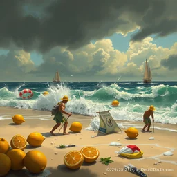 lemons storming the beaches, dday, artstation