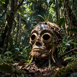 a Shrunken Head in an Amazon rainforest