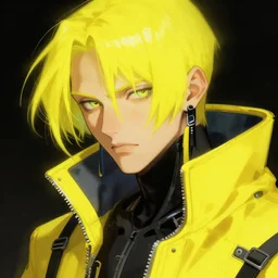 concept art close up yellow cyberpunk character, by shinji aramaki, by christopher balaskas, by krenz cushart